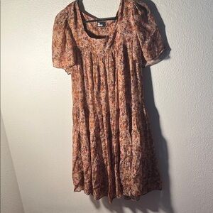 The Kooples Floral Puff Sleeve Mini Dress - Brown and Pink